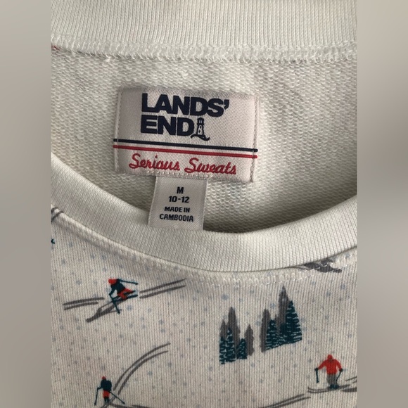 Lands End Serious Sweats Skiing Scene Crewneck - Picture 3 of 7